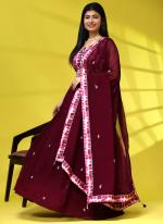 Pure Georgette Maroon Festival Wear Embroidery Work Readymade Lehenga Choli